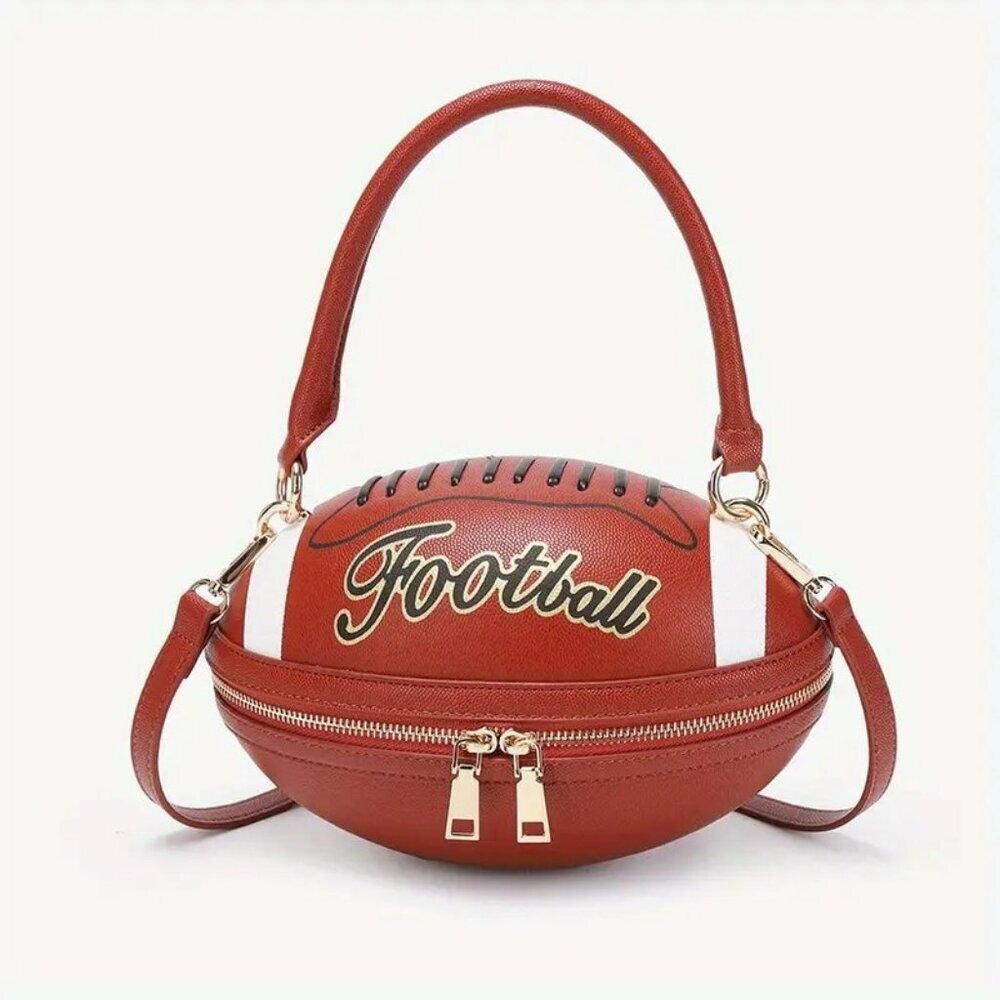 Sports-Themed American Football Shaped Crossbody Bag - Vegan Leather NWT​​